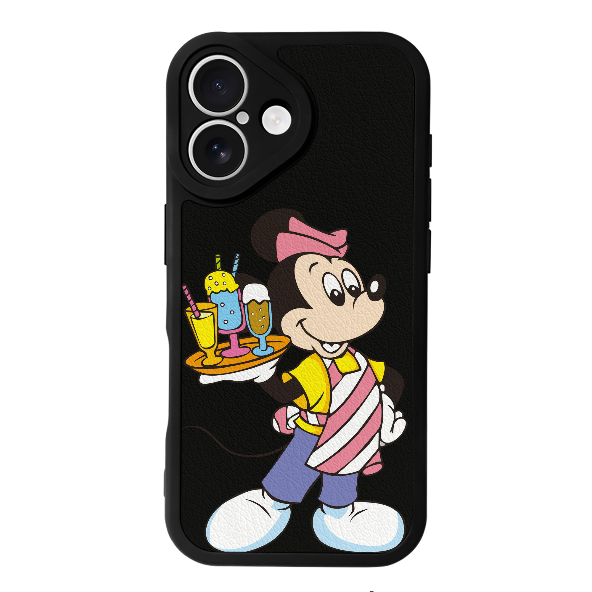 （画像用） ミッキーマウス Mickey Mouse 【iPhone 16シリーズ対応】シリコンスマホケース（レザー調） 材質：シリコン